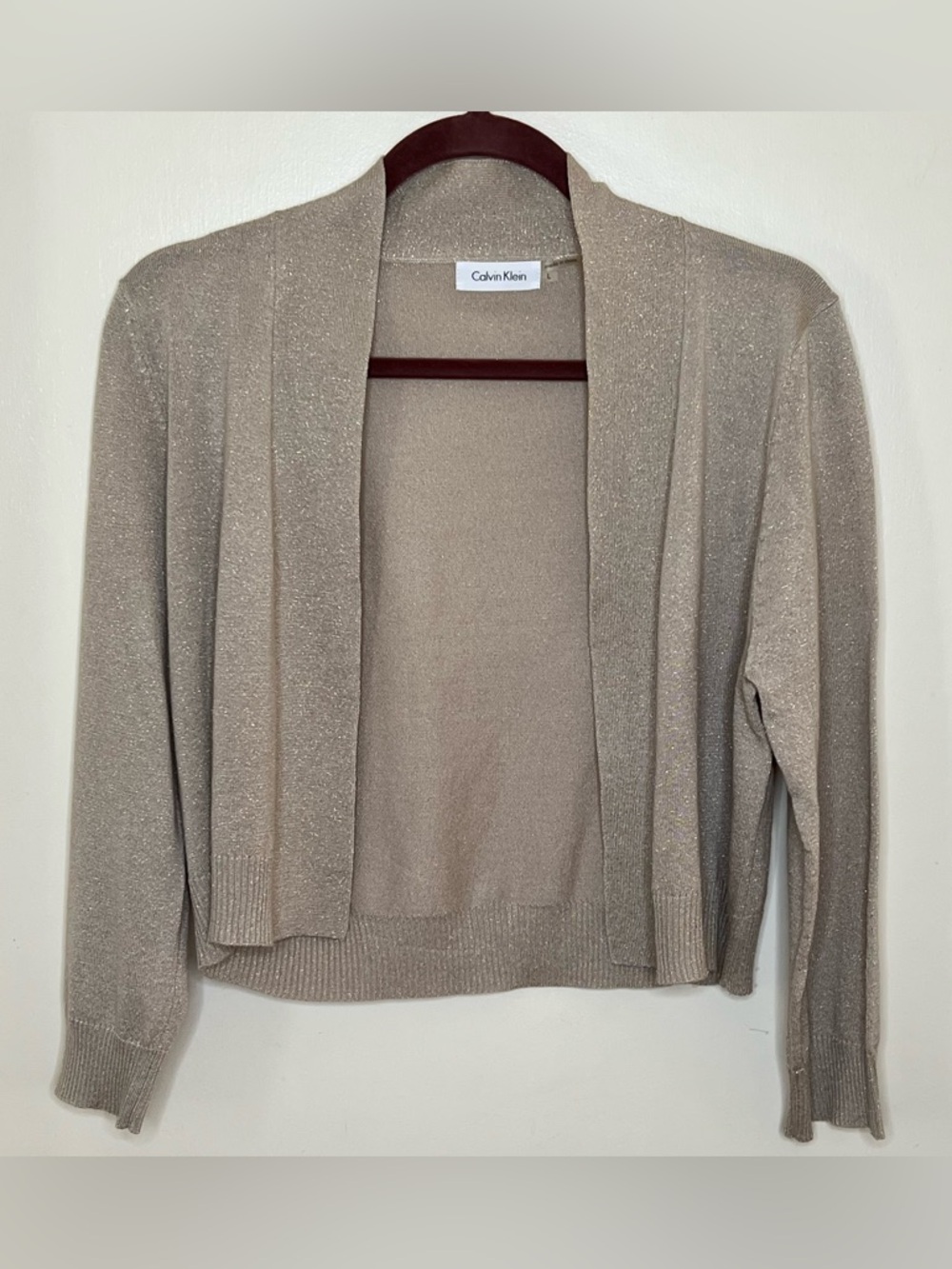 Calvin  Klein Shimmer Cropped Cardigan Shrug, Women’s Large